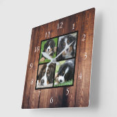 Rustikales Holz Spezielle Foto-Collage Quadratische Wanduhr (Winkel)