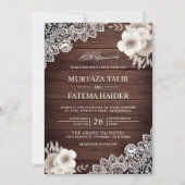 Rustikales Holz Spitze Elfenbeinblume Islamische H Einladung (Vorderseite)