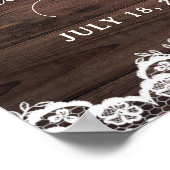 Rustikales Holz Spitzen Blütendusche Hochzeitszeic Poster (Ecke)