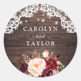 Rustikales Holz Spitzen Burgund Siegel Sticker