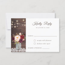 Rustikales Holz Spitzen Burgundy Mason Jar UAWG