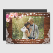 Rustikales Holz Spitzen Floral Magnetic Save the D Magnetkarte (Vorne/Hinten)