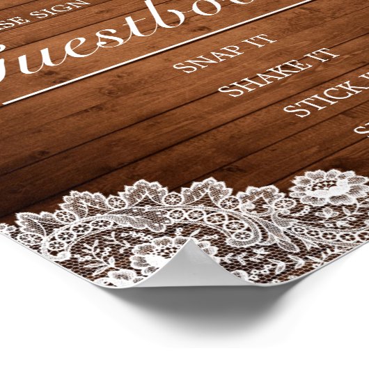 Rustikales Holz & Spitzen Foto Gästebuch (Ecke)