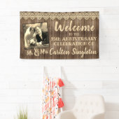 Rustikales Holz & Spitzen Jegliches Foto zum Hochz Banner (Insitu)