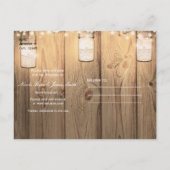 Rustikales Holz Spitzen & Lighted Mason Jar Save t Ankündigungspostkarte (Rückseite)