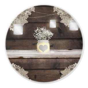Rustikales Holz, Spitzen & Mason Jars Barn Elegant Keramikknauf