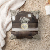 Rustikales Holz, Spitzen & Mason Jars Barn Elegant Kissen (Decke)