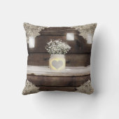 Rustikales Holz, Spitzen & Mason Jars Barn Elegant Kissen (Rückseite)