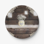 Rustikales Holz, Spitzen & Mason Jars Barn Elegant Pappteller (Vorderseite)