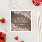 Rustikales Holz Spitzen Personalisiertes Brautpart Serviette (Beispiel)