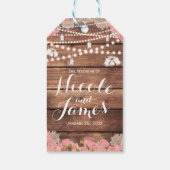 Rustikales Holz Spitzen Rosen Elegant Bridal Gefal Geschenkanhänger (Rückseite)