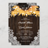 Rustikales Holz Spitzen Sonnenblumen Einladung Hoc (Vorne/Hinten)