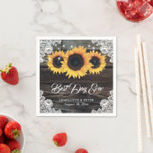Rustikales Holz Spitzen Sonnenblumen Hochzeitspapi Serviette (Beispiel)