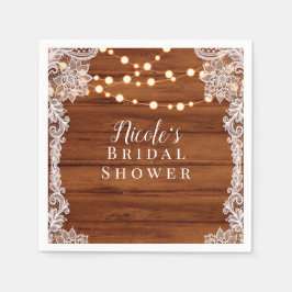 Rustikales Holz-Spitzen- & Streichellichter Hochze Serviette