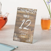 Rustikales Holz Spitzen Twinkle Lights Sockelschild (In SItu)