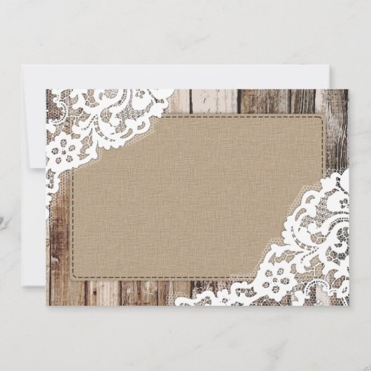 Rustikales Holz Spitzen und Herz Etching Vielen Da Dankeskarte (Rückseite)