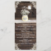 Rustikales Holz, Spitzen und Mason Jars Barn Weddi Menükarte (Vorderseite)