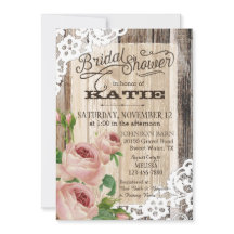 Rustikales Holz Spitzen und Rose Brautparty