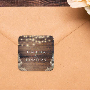 Rustikales Holz, Spitzen- und Strandlicht Quadratischer Aufkleber