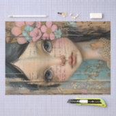 Rustikales Holz, Spitzen, Weibchen, Blume Decoupag Seidenpapier (Handwerk)