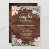 Rustikales Holz Spitzenpaare Polterabend Einladung (Vorne/Hinten)