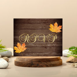 Rustikales Holz Stall Gold Orange Leaf Wedding RSV Postkarte
