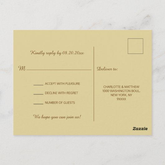 Rustikales Holz Stall Gold Orange Leaf Wedding RSV Postkarte (Rückseite)