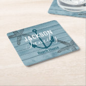 Rustikales Holz Starfish Custom Family Beach House Rechteckiger Pappuntersetzer (angewinkelt)