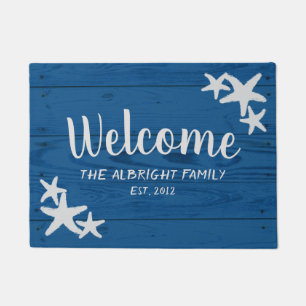 Rustikales Holz Starfish Türkisches Meer Blau Fußmatte