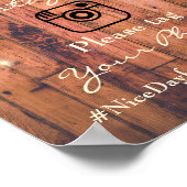 Rustikales Holz Sting Lights Instagram Hochzeitsze Poster (Ecke)