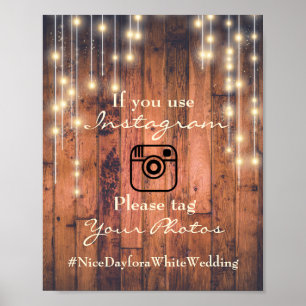 Rustikales Holz Sting Lights Instagram Hochzeitsze Poster