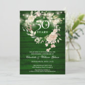 Rustikales Holz Streichelleuchten Blumenblumen 50  Einladung (Stehend Vorderseite)