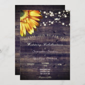 Rustikales Holz Streichelleuchten Sonnenblumen Hoc Einladung (Vorne/Hinten)