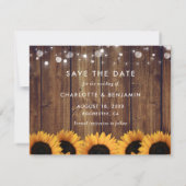 Rustikales Holz-Streichelleuchten Sonnenblumen Hoc Save The Date (Rückseite)