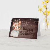 Rustikales Holz-Streichellicht Blumengeburt Karte (Gelbe Blume)