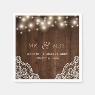 Rustikales Holz-Streichellicht   Hochzeit Napkin Serviette