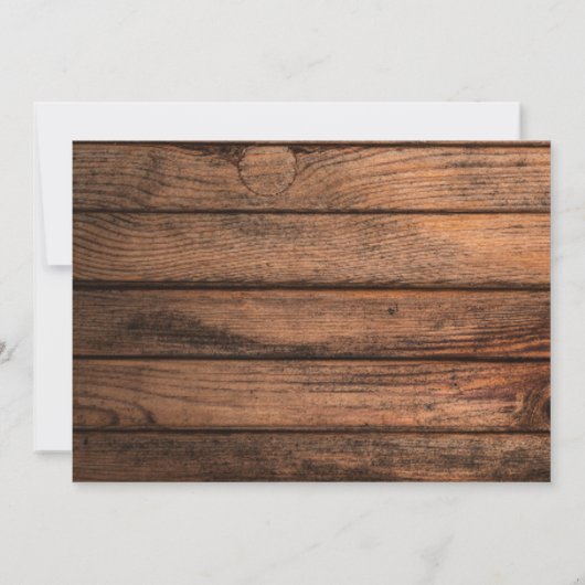 Rustikales Holz-Streichellicht und Spitzenland Save The Date (Rückseite)