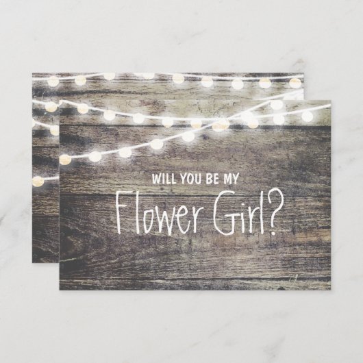 Rustikales Holz-Streichellicht Werden Sie mein Flo Einladung (Vorne/Hinten)