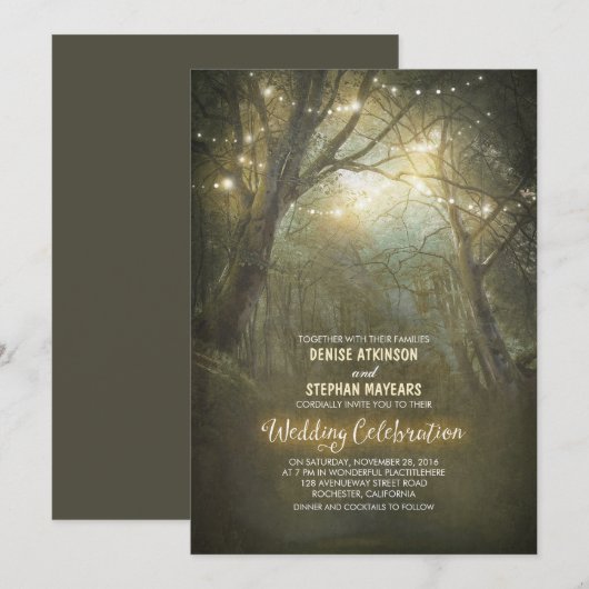 Rustikales Holz-Streichellichtblumen Einladung (Vorne/Hinten)