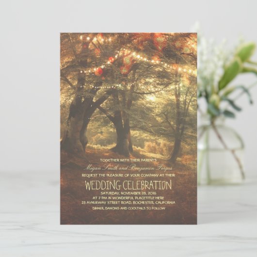 Rustikales Holz-Streichellichtblumen Einladung (Stehend Vorderseite)