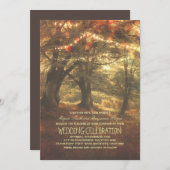 Rustikales Holz-Streichellichtblumen Einladung (Vorne/Hinten)