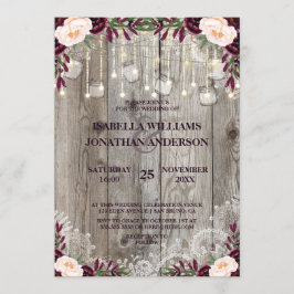 Rustikales Holz & Streichellichter Lace Jar Weddin Einladung