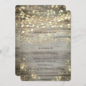 Rustikales Holz Streichlichter glänzen Gold Einladung (Vorne/Hinten)