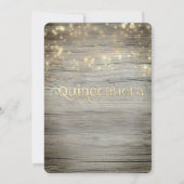 Rustikales Holz Streichlichter glänzen Gold Einladung (Rückseite)