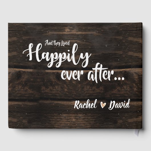 Rustikales Holz-String-Licht Hochzeitgedächtnis Gästebuch (Rückseite)