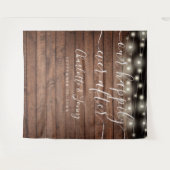 Rustikales Holz-String-Licht Hochzeitslicht Foto H Wandteppich (Vorderseite (Horizontal))