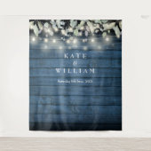 Rustikales Holz-String-Licht Hochzeitslicht Foto H Wandteppich (Vorderseite)