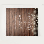 Rustikales Holz-String-Licht Hochzeitslicht Foto H Wandteppich (Vorderseite (Horizontal))