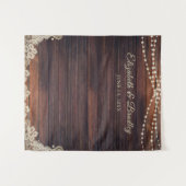 Rustikales Holz-String-Licht Hochzeitslicht Foto H Wandteppich (Vorderseite (Horizontal))