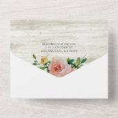 Rustikales Holz-String-Licht rosa Blumenzange RSVP All In One Einladung (Rückseite)